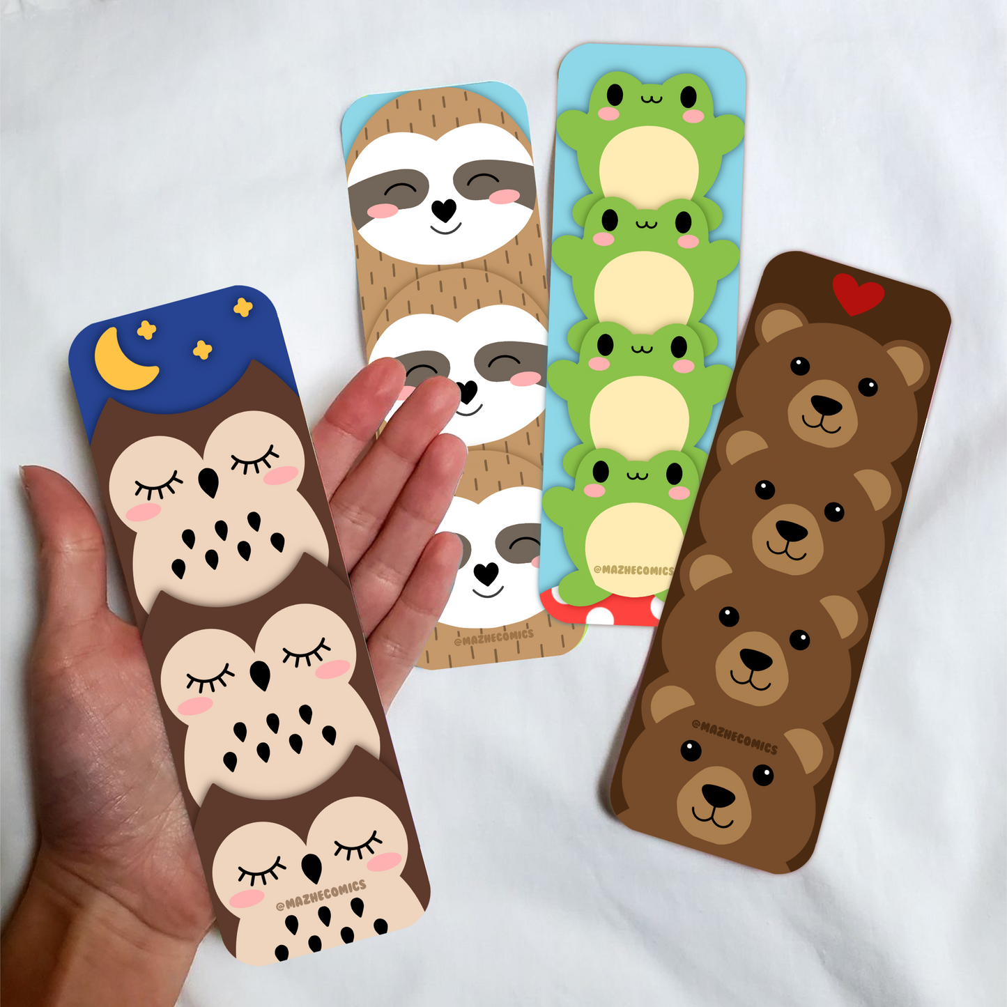 Set of 4 Cute Animal Print Long Bookmark
