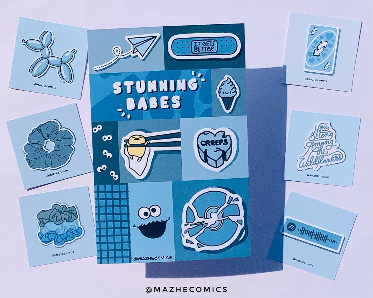 Blue Aesthetic Stickers (50pcs)