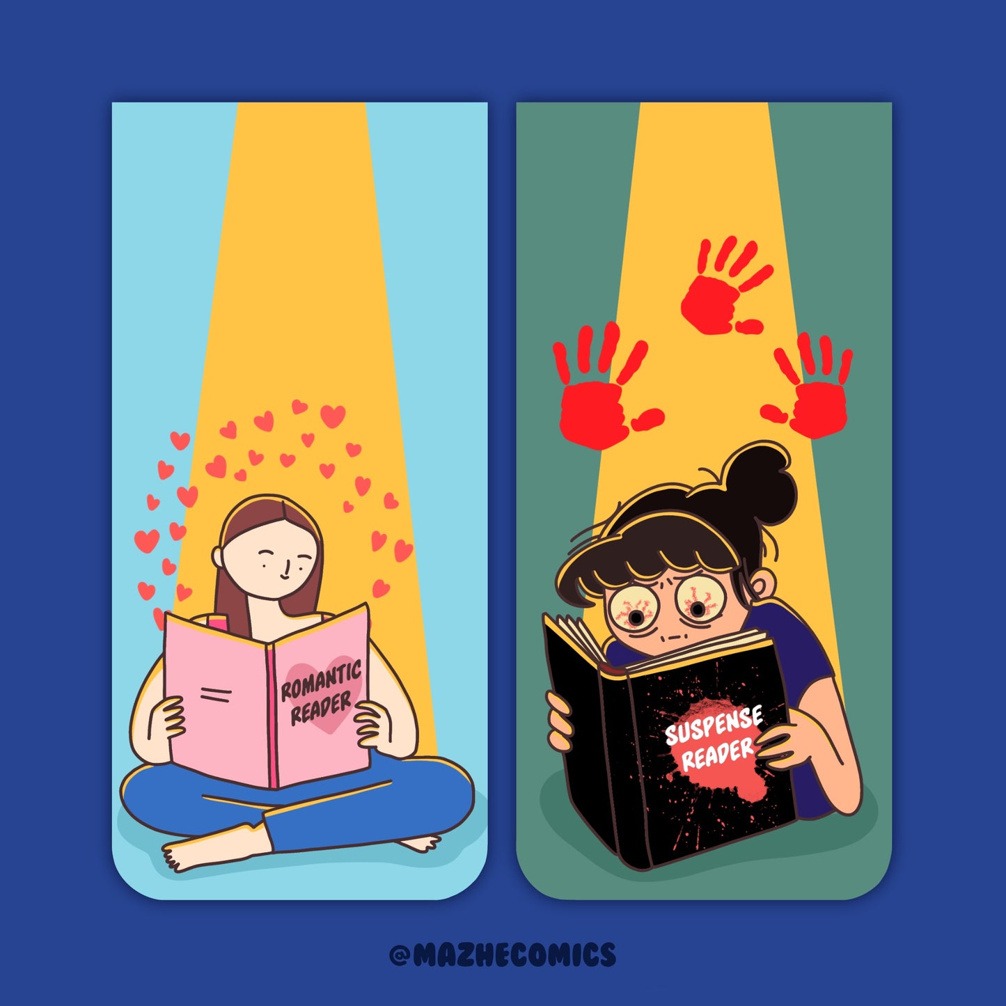 Set of 2 Romance Thriller Magnetic Bookmarks