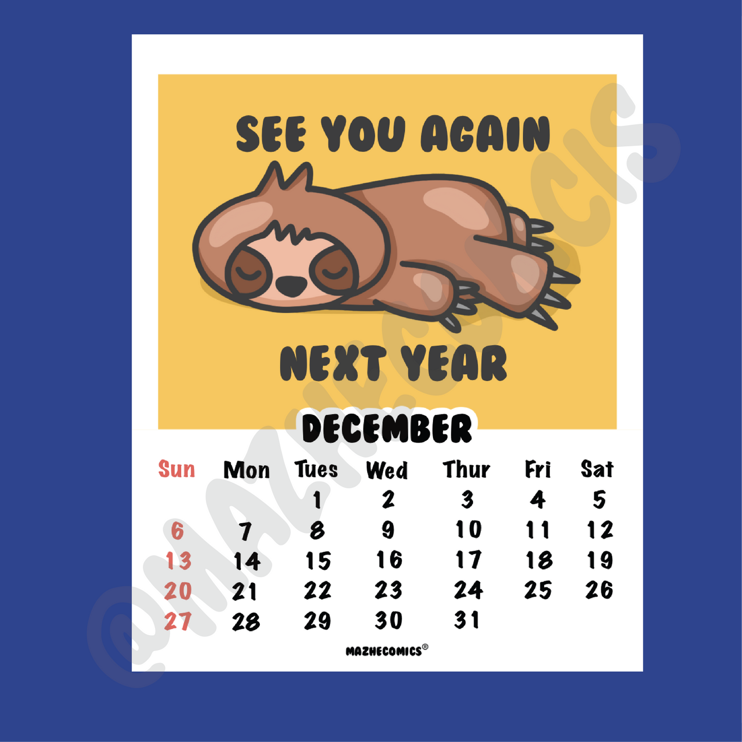 Hang In There 2026 Calendar