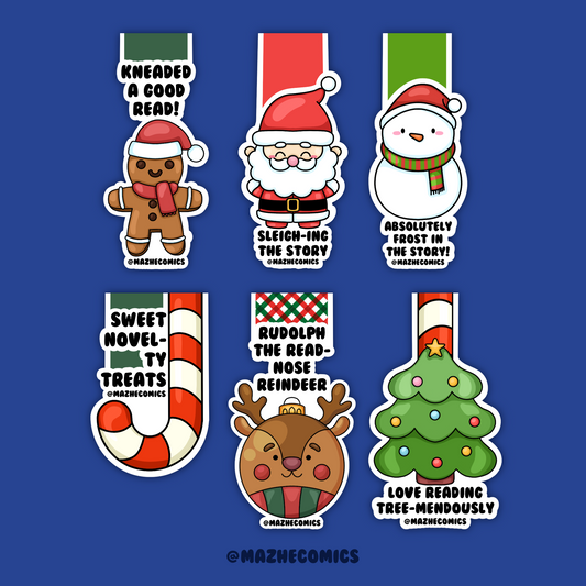 Set of 6 X-mas Themed Magnetic Bookmarks