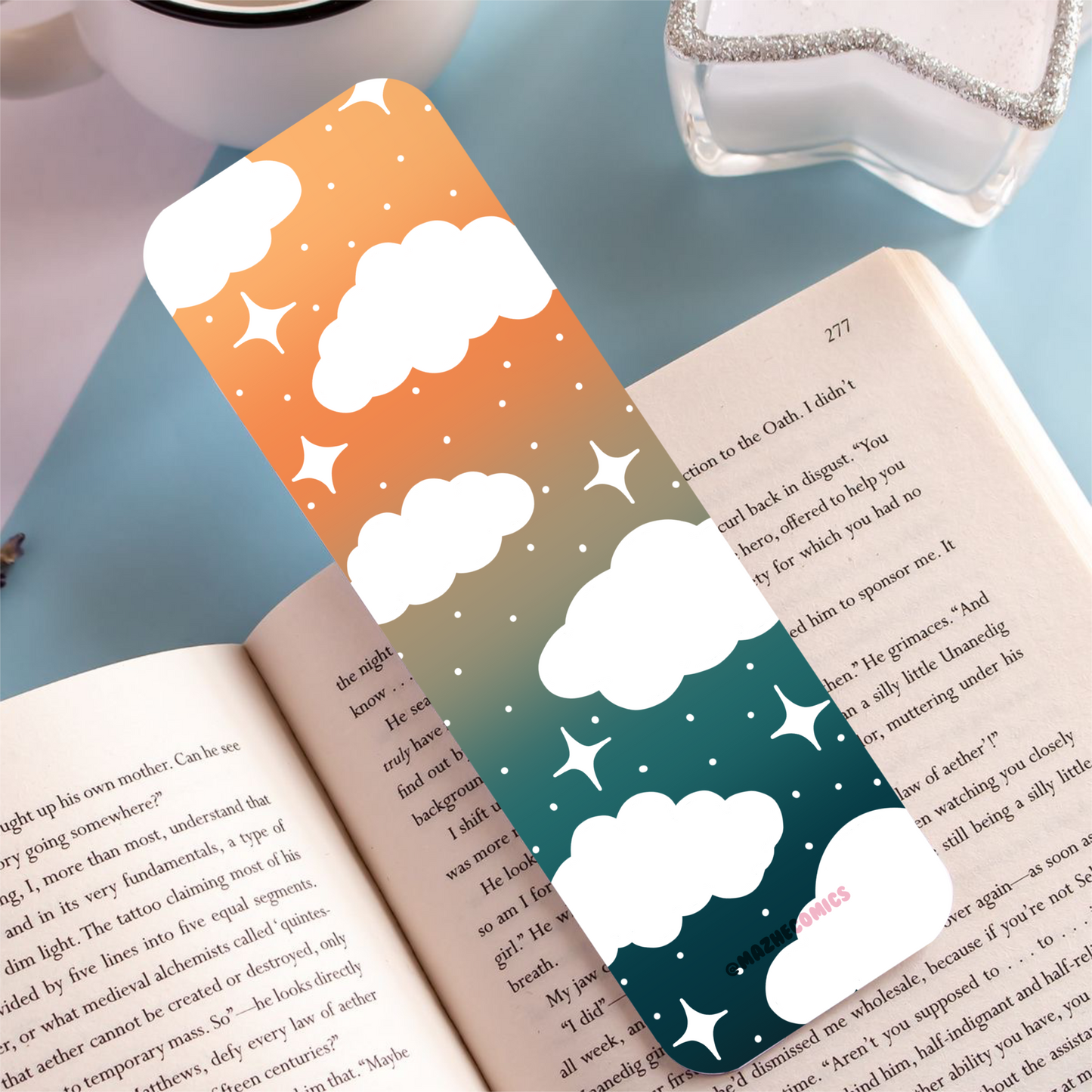 Cloud Yellow-Green Long Bookmark