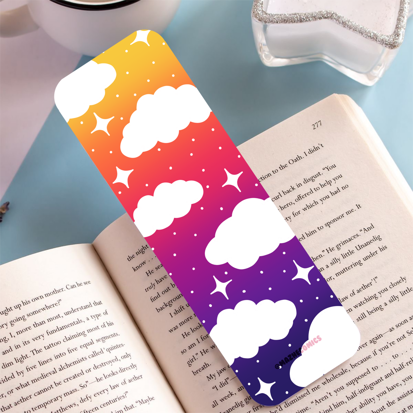 Cloud Yellow-Purple Long Bookmark