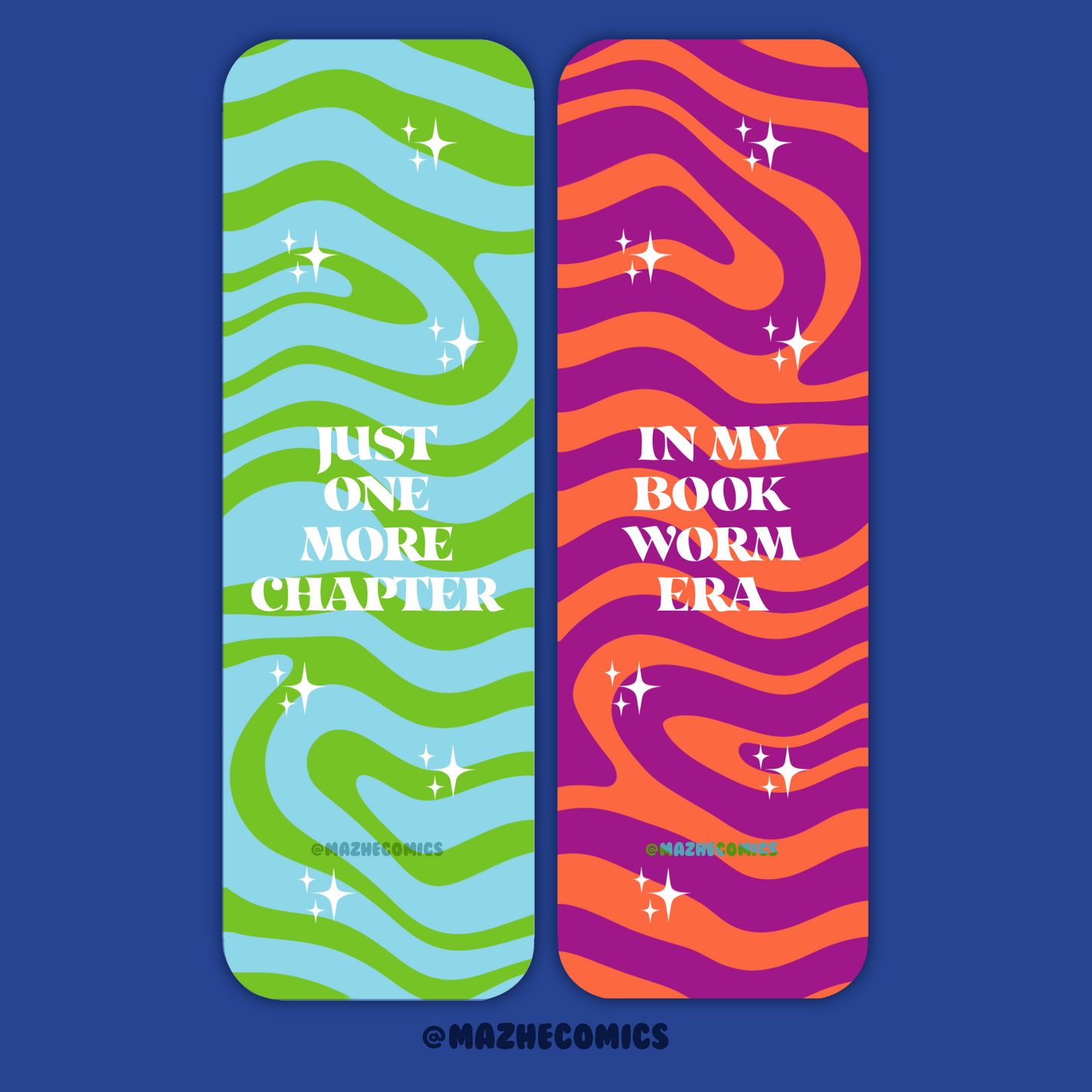 Set of 2 Swirly Print Long Bookmark