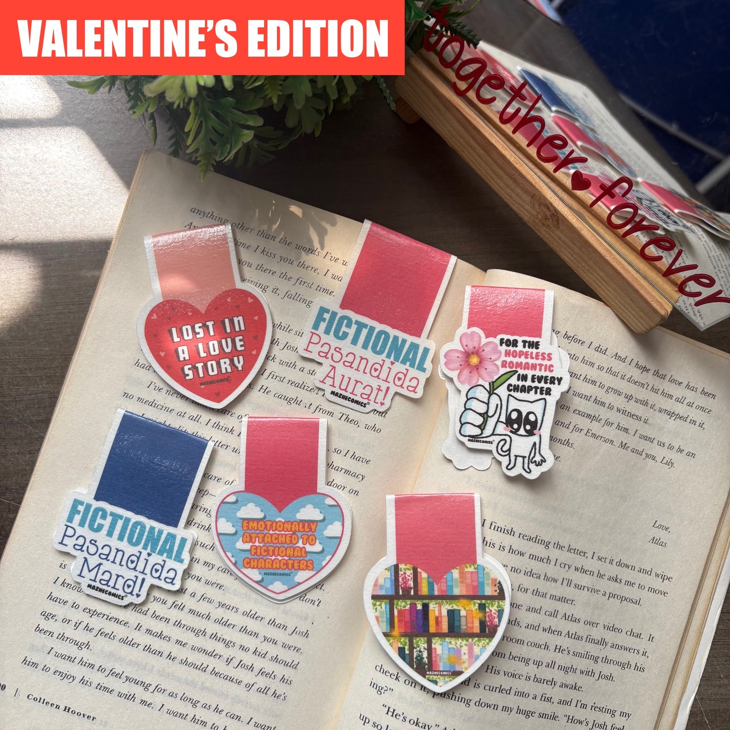 Set of 6 Valentine’s Magnetic Bookmarks