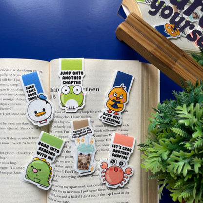 Set of 6 Punny Magnetic Bookmarks