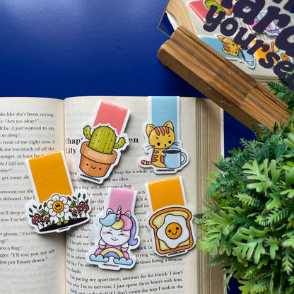 Set of 5 Cute Illustrated Magnetic Bookmarks