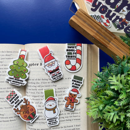 Set of 6 X-mas Themed Magnetic Bookmarks