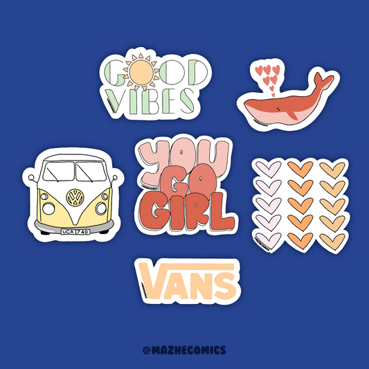 Pastel Aesthetic Stickers (6pcs)