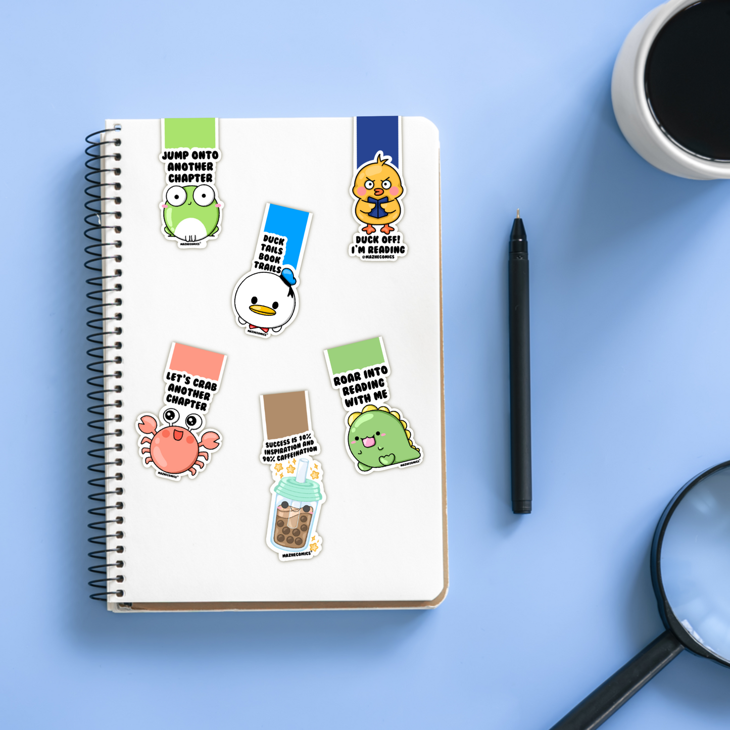 Set of 6 Punny Magnetic Bookmarks