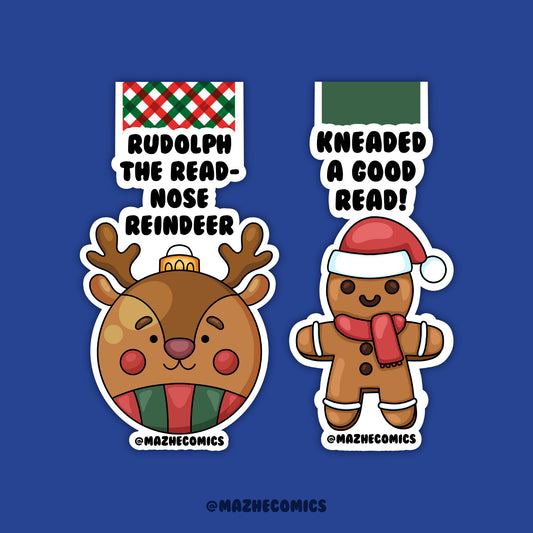 Set of 2 Rudolf & Gingerbread Magnetic Bookmark